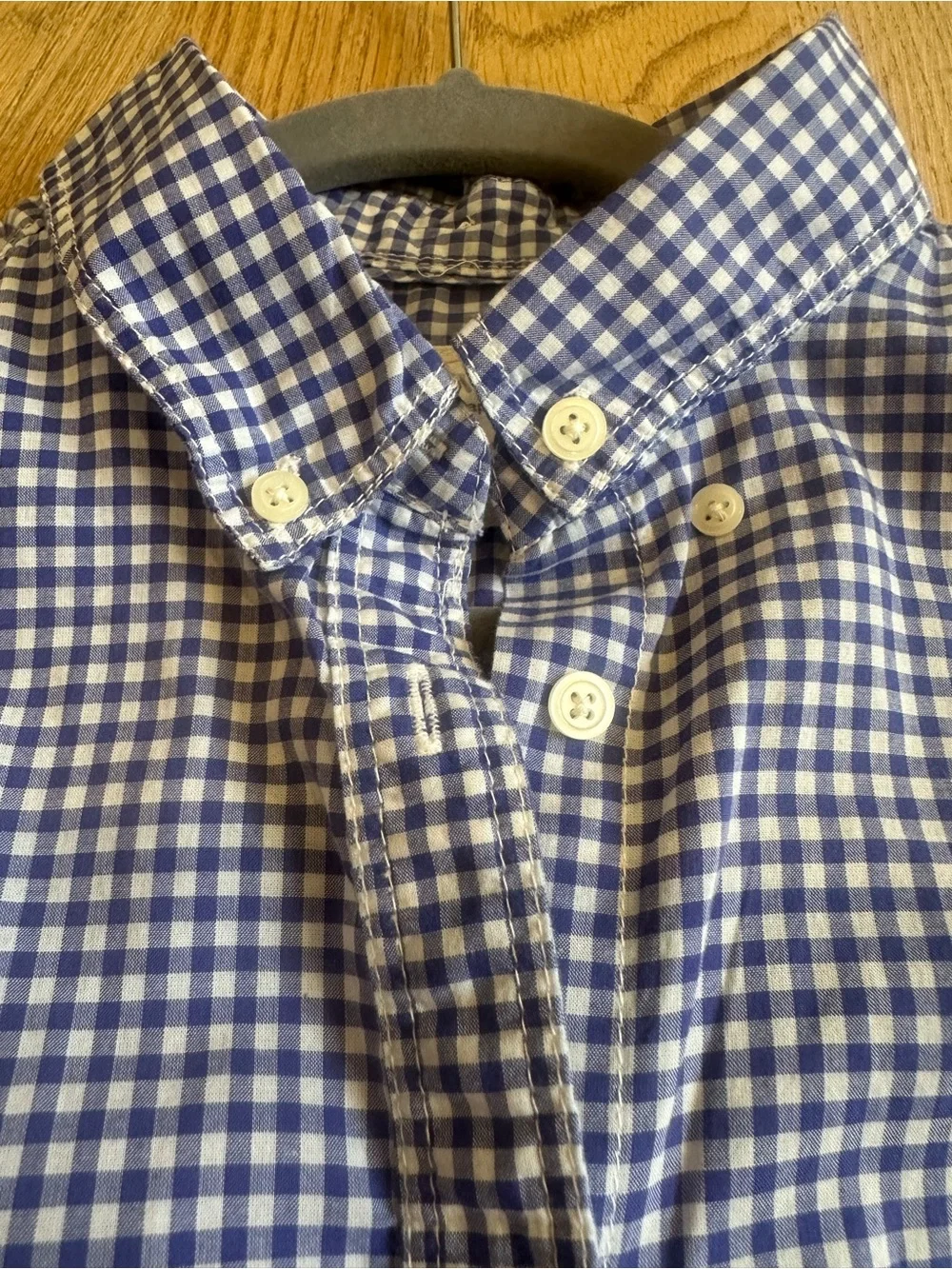 GAP Blue Gingham Plaid Shrunken Boyfriend Button Down Shirt M